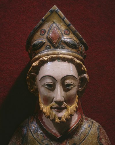 Cabeça de São Pedro, final do século XIII - início do século XIV (madeira pintada e dourada) de Spanish School