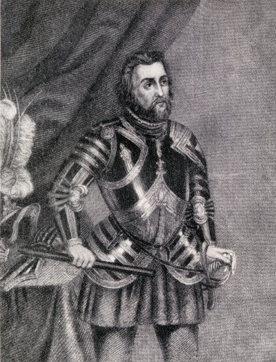 Hernan Cortes, Marques do Vale de Oaxaca (1485-1547) de Spanish School