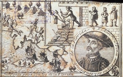 Juan Ponce luta contra os nativos da Flórida de Spanish School