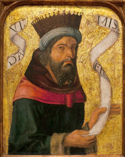 Rei David - Pintura anónima de um mestre espanhol, óleo e ouro sobre madeira, cerca de 1500 (Rei David, de um mestre espanhol desconhecido, óleo sobre painel de Spanish School