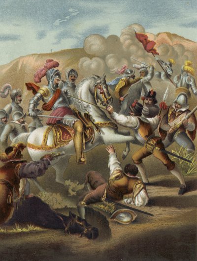 Rei Luís XII da França na Batalha de Agnadello, Itália, 1509 de Spanish School