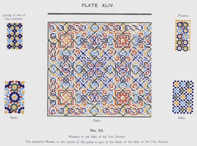 Mosaicos no Salão das Duas Irmãs (cor litho) de Spanish School