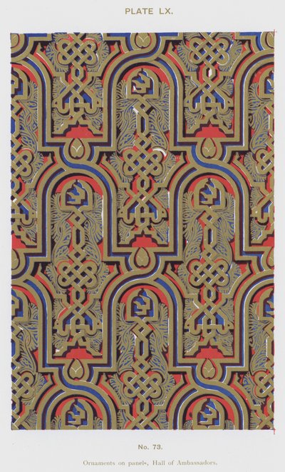 Ornamentos nos painéis, Salão dos Embaixadores (cor litho) de Spanish School
