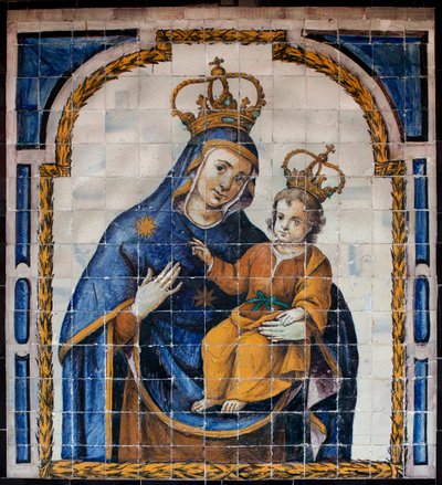 Nossa Senhora do Povo - Azulejos (faiança) por volta de 1670, por um sevillan anónimo, do convento do povo em Sevilha (Espanha) - Museu de Belas Artes de Sevilha, Espanha de Spanish School