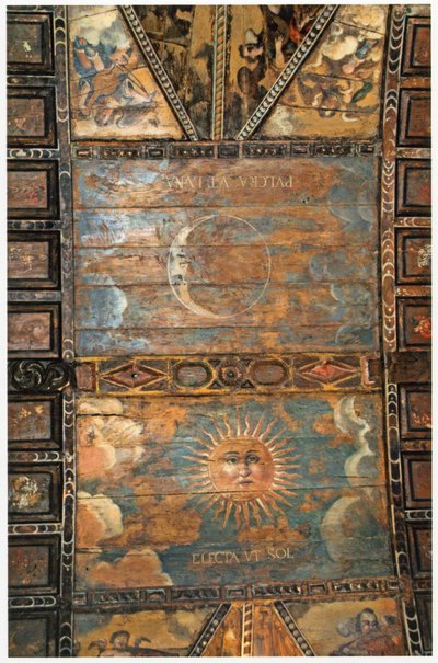 Teto pintado do santuário de Nossa Senhora dos Eremitas em As Ermidas, Galiza, Espanha. Século XVII de Spanish School