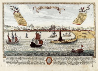 Porto de Barcelona, final do século XVIII (gravura) de Spanish School