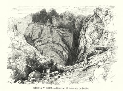 Ravina de Delfos, Grécia (litho) de Spanish School