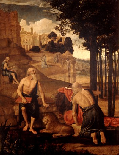 Cenas da Vida de São Jerónimo; São Francisco em Ectasy com o irmão Leão de Spanish School