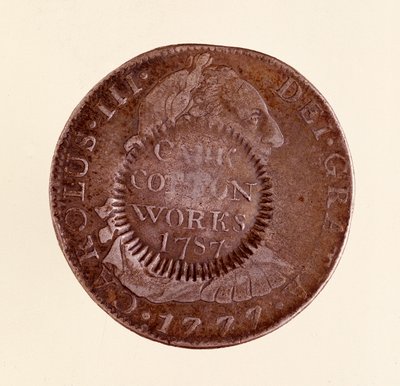 Moeda de prata (8 reais) de Espanha: reinado de Carlos III (1759-1788). 1777 com a contra-medida de 1787. Diam. 3,9 cm Nápoles, museo archeologico de Spanish School