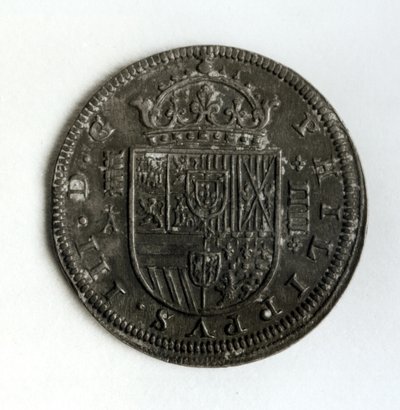 Moeda de quatro moedas de prata do reinado de I Filipe III de Espanha e Portugal (1578-1621) (prata) de Spanish School