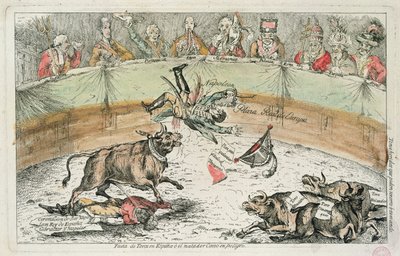 Touro espanhol, caricatura de Joseph Bonaparte, rei da Espanha, 1809 de Spanish School