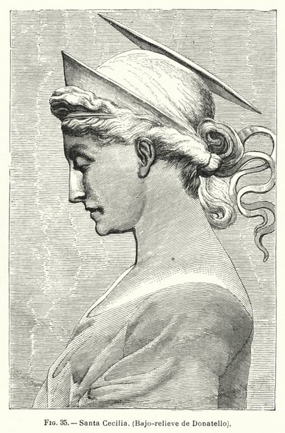 Santa Cecília, baixo-relevo de Donatello (litho) de Spanish School