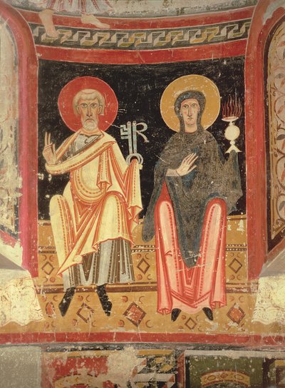 São Pedro e Madonna, da abside de Sant Pere em El Burgal de Spanish School