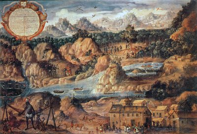 A Conquista da Guatemala em 1524 (óleo sobre painel) de Spanish School