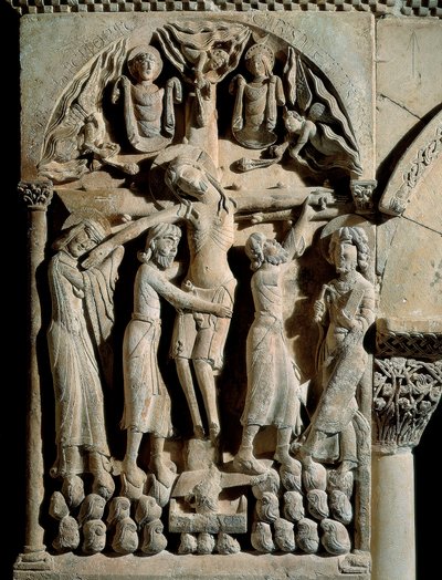 A Descida da Cruz, Mestre de São Domingos de Silos (século XII). Alívio na pedra de Spanish School
