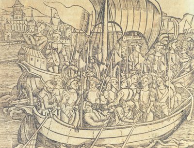 A Descoberta do Novo Mundo por Chrisopher Columbus (1450-1596) ilustração de 