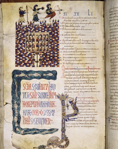 O Conselho Hispalense II em 619, página das Glosas Emilianenses, 992-994 (manuscrito iluminado) de Spanish School