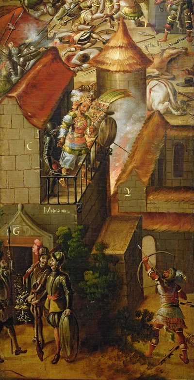 O assassinato de Montezuma e a invasão de seu tesouro de Spanish School