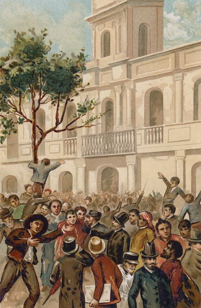 Levante contra o presidente Juarez Celman da Argentina, Buenos Aires, 1890 de Spanish School