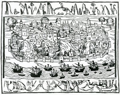 Vista, de, lisboa, de, libro, de, Grandezas, y, cosas memorando de espanha, por, Pedro, medina, 1548 de Spanish School