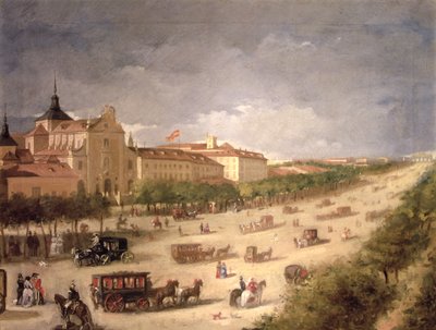 Vista da Calle de Alcala, Madrid (óleo sobre tela) de Spanish School