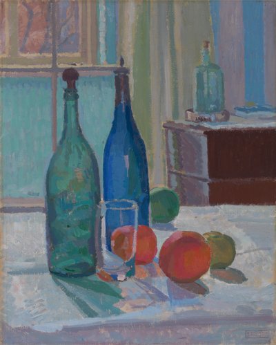 Garrafas e laranjas azuis e verdes de Spencer Frederick Gore