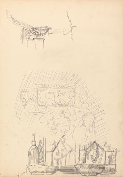 Caverna do Bezerro de Ouro: Esboços de um Palco e de um Bar de Spencer Frederick Gore