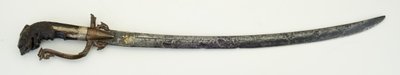 Kastane, ou sabre curto (aço, madeira, latão, cobre, prata e estanho) de Sri Lankan School