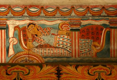 Pintura de parede na Casa da Imagem do Templo de Subdharama, Dehiwala (mural) de Sri Lankan School