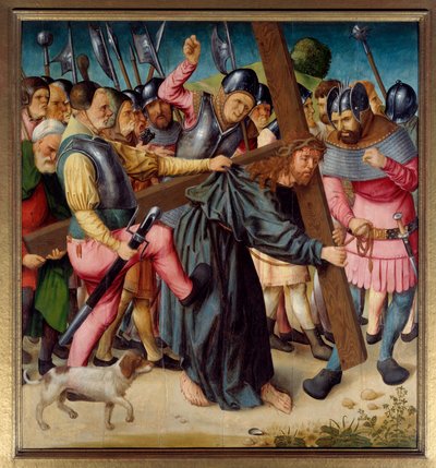 Cristo ascendendo ao Calvário (carregando a cruz) de St Germain-des-Pres master