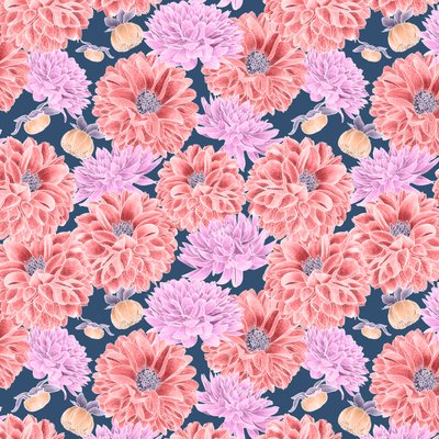 Padrão de herói Dahlia colorway 2, 2020 (lápis de grafite e digital) de Stacy Hsu