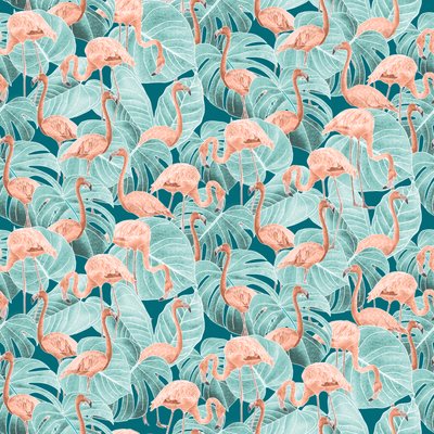 Padrão de flamingos, 2020 (lápis de grafite e digital) de Stacy Hsu