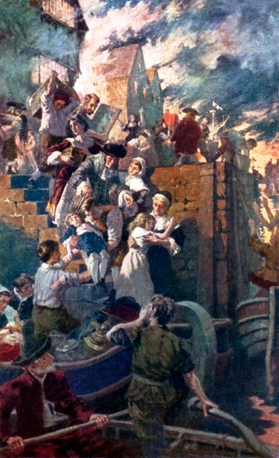 O Grande Incêndio de Londres (litografia a cores) de Stanhope Alexander (after) Forbes