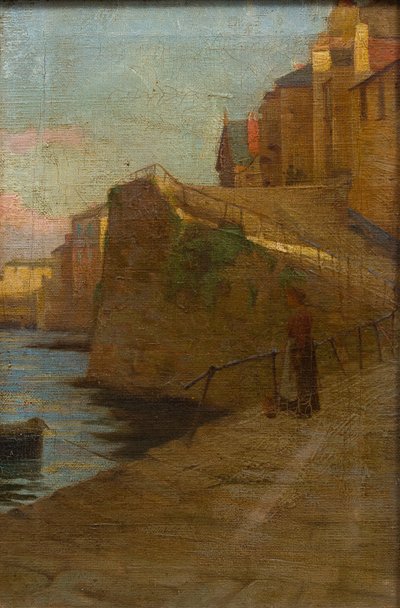 Figura em Newlyn Slip (sem título) (óleo sobre tela) de Stanhope Alexander (school of) Forbes