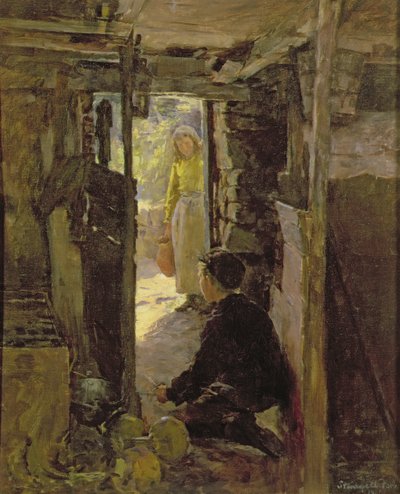 Na porta da casa de campo de Stanhope Alexander Forbes