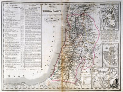 Mapa da Palestina mostrando também os limites de cada tribo. A. Stucchi de Stanislao Stucchi