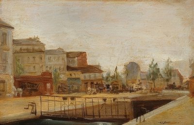 O Canal Saint-Martin em Paris com fechadura de Stanislas Lepine