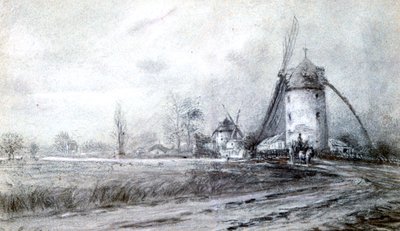 Paisagem com moinho de vento, c1855-1892 de Stanislas Lepine