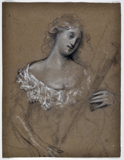 Estudo de mulher tocando alaúde (desenho) de Stanislas Torrents y de Amat