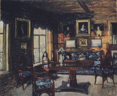 A sala de estar na mansão Rozhdestveno de Stanislav Julianovic Zukovskij