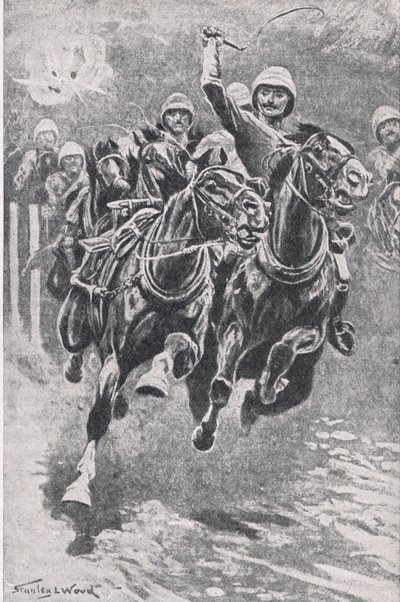 Lieutenat Maclaine levantando as armas em Maiwand, 17 de julho de 1880, ilustração das Batalhas Britânicas na Terra e no Mar, 1915 de Stanley L. Wood