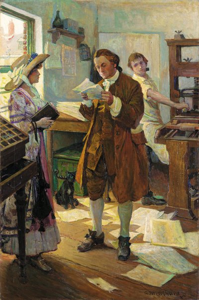 Franklin the Printer (óleo sobre tela) de Stanley Massey Arthurs