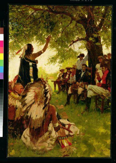 Tecumseh se encontra com o general Harrison (óleo sobre tela) de Stanley Massey Arthurs