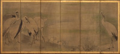 Guindastes e crisântemos, período Momoyama ou Edo, 1568-1 de Sôtatsu