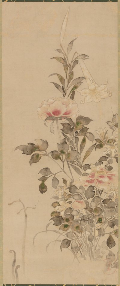 Peônias e lírios, período Momoyama ou Edo, 1568-1615. de Sôtatsu