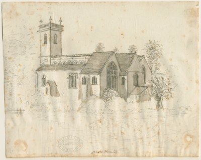 Abbots Bromley Church: esboço a lápis com leve lavagem, nd [1762-1802] de Stebbing Shaw