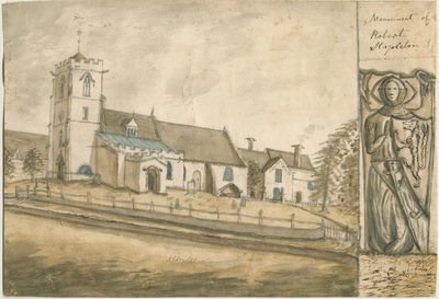 Igreja de Aldridge: pintura em aquarela, nd [1762-1802] (pintura) de Stebbing Shaw