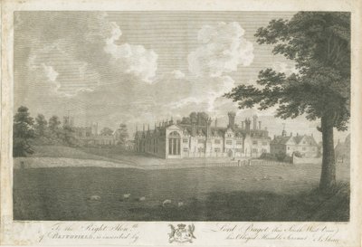 Blithfield Hall: gravura, séc. de Stebbing Shaw