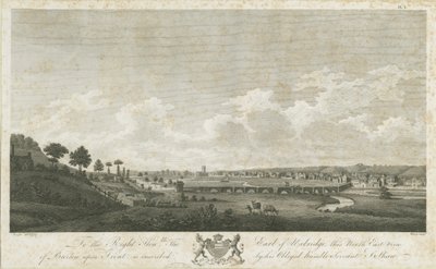Ponte e cidade de Burton-upon-Trent: gravura, 1779 de Stebbing Shaw