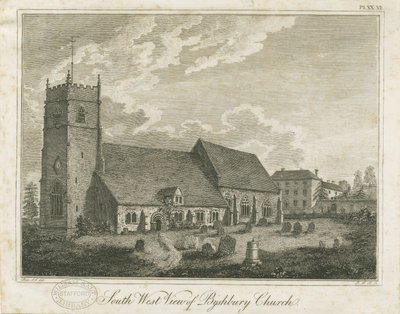 Igreja de Bushbury: gravura, séc. XVIII de Stebbing Shaw